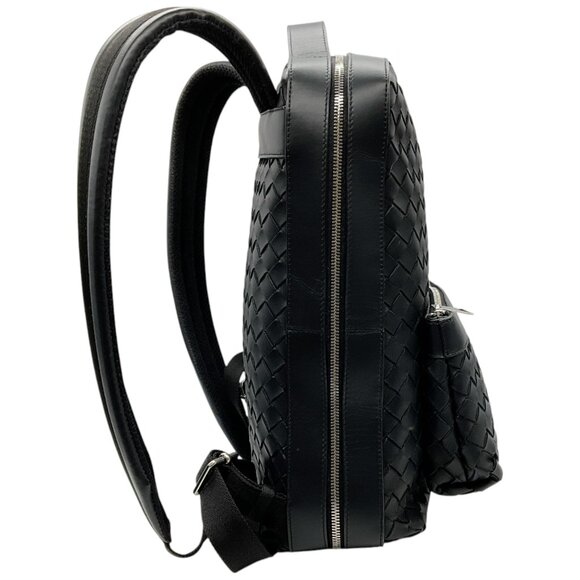 Bottega Veneta Black Leather Intrecciato Backpack main image 9